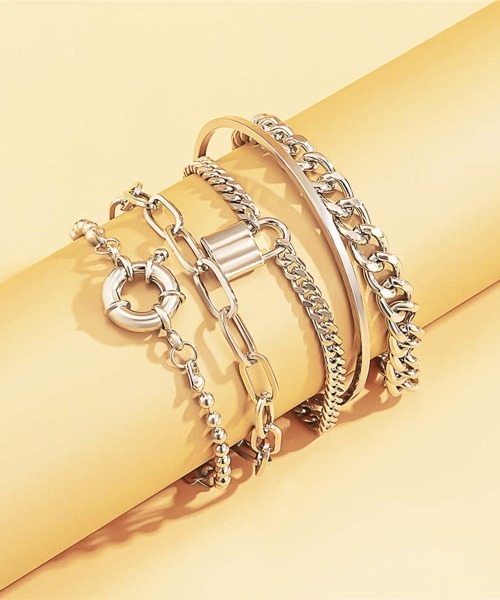 バングル チェーンブレスレット 5点セット 女子会 レディース  