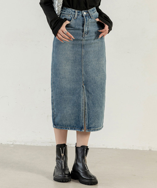 DAY CLOSET デニムスカート 「大きいサイズ有」スラッとIライン