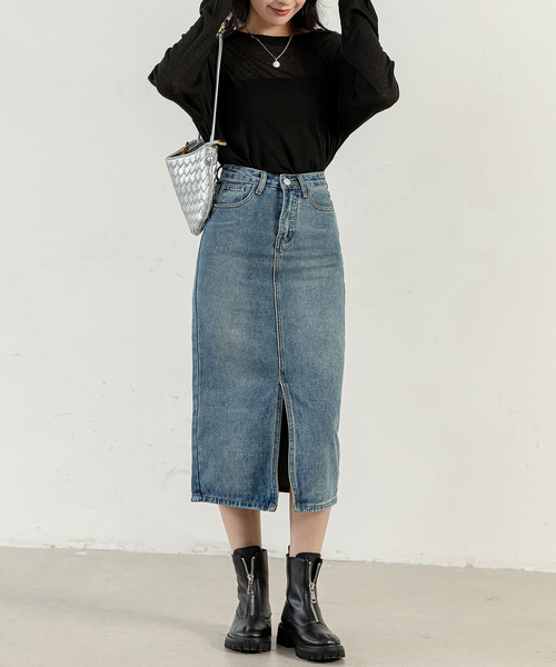 デニムスカート ディースク DAY CLOSET デニムスカート 「大きいサイズ有」スラッとIライン