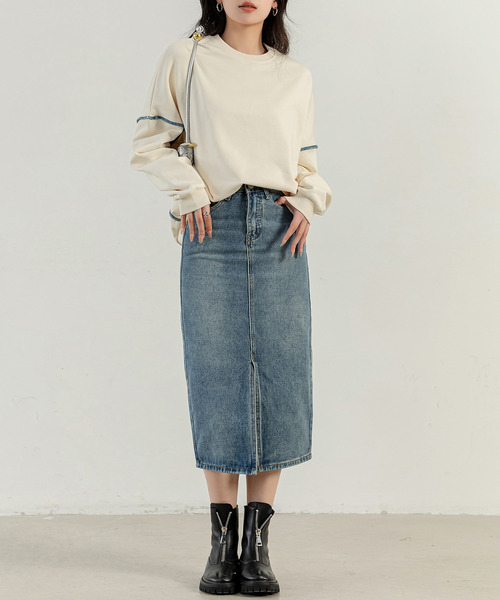 DAY CLOSET デニムスカート 「大きいサイズ有」スラッとIライン