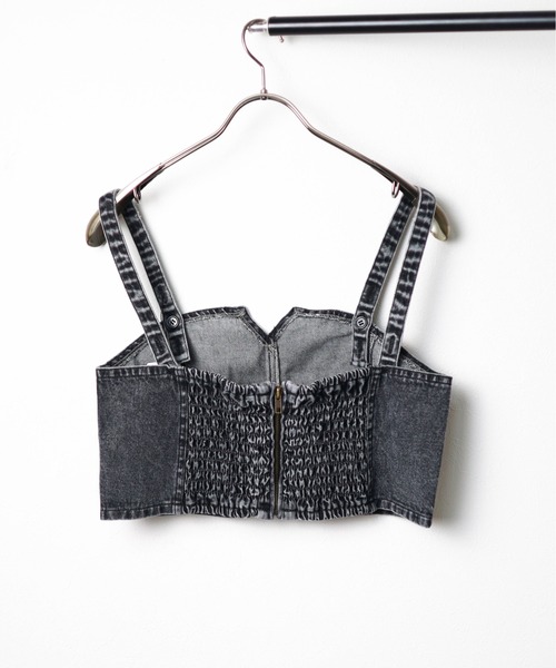 emmi atelier ブラトップ デニム ノンワイヤー ビスチェ ショート丈 Bling Leads キャミソール 「BlingLeads」ショート丈デニム