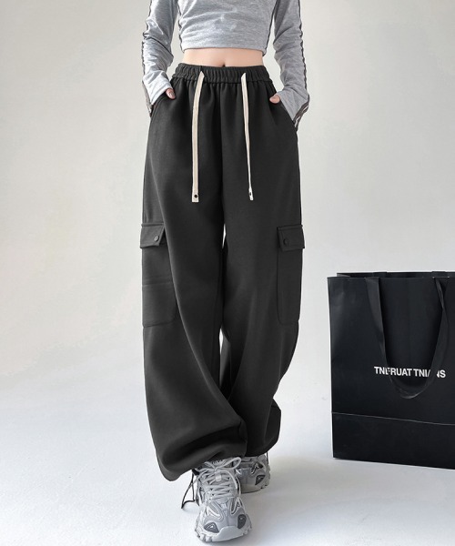 黒 スウェットパンツ サイドポケット付き mushwear スウェットパンツ ジャージ サイドポケットスウェット