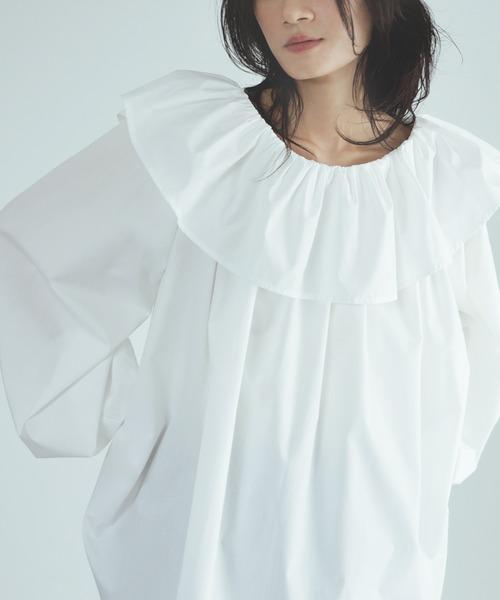 ブラウス シャツ 2wayオフショルダーフリルチュニックブラウス「洗える」 レディース ELFRANK ブラウス シャツ 2wayオフショルダーフリルチュニック