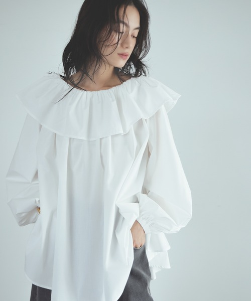 ELFRANK ブラウス シャツ 2wayオフショルダーフリルチュニック