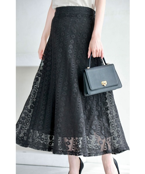 再入荷8月4日 黒 流れるように小花レース揺らめくフレアスカート cawaii wkj00083 S~M対応 後ろゴム 透かし編み 総レース ブラック オシャレ 個性的 大人可愛い エレガント 上品 春服 春物 夏服 夏物 薄手 綿100％ 天然素材 レディース ファッション ミセス 30代 40代 50代 cawaii スカート （黒）流れるように小花レース揺らめくフレアスカート