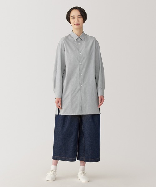 無印良品（MUJI） ブラウス シャツ 婦人 和紙混ポプリンシャツ