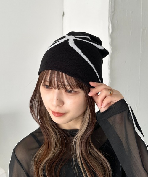 CLEA ニット帽 ニットキャップ レディース リボンデザインニット