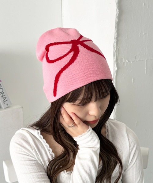 CLEA ニット帽 ニットキャップ レディース リボンデザインニット