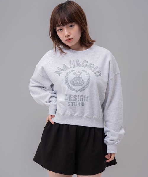 トレーナー スウェット 「mahagrid/マハグリッド」 VINTAGE COLLEGE CROP SWEATSHIRT/ヴィンテージカレッジ クロ