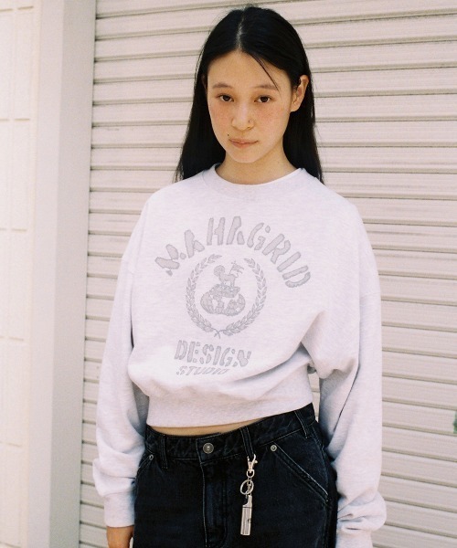 トレーナー スウェット 「mahagrid/マハグリッド」 VINTAGE COLLEGE CROP SWEATSHIRT/ヴィンテージカレッジ クロ MAHAGRID トレーナー スウェット 「mahagrid/マハグリッド