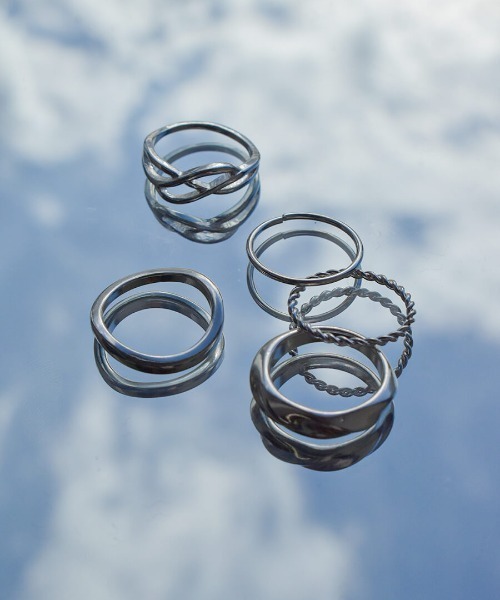 Reurie' 指輪 リング ウェーブリング 5SET 重ね付け ウェーブ