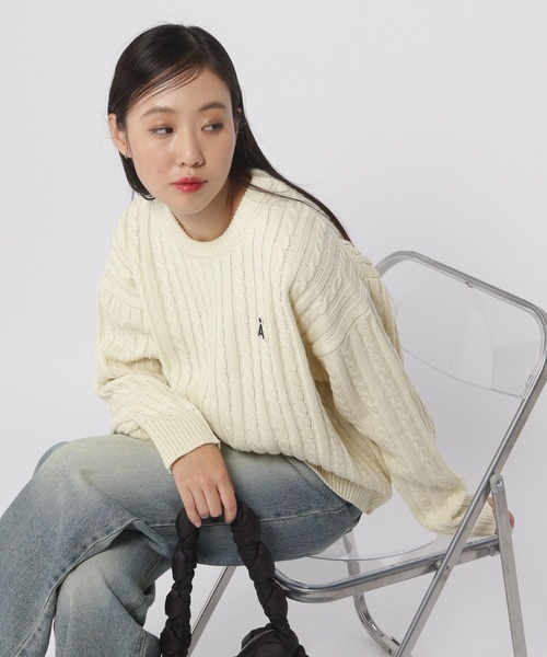 ALAND ニット セーター 「UNISEX」ALAND／Aロゴケーブルニット