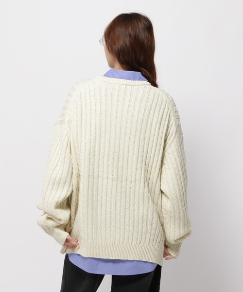 ニット セーター 「UNISEX」ALAND／Aロゴケーブルニットプルオーバー レディース ALAND ニット セーター 「UNISEX」ALAND／Aロゴケーブルニット