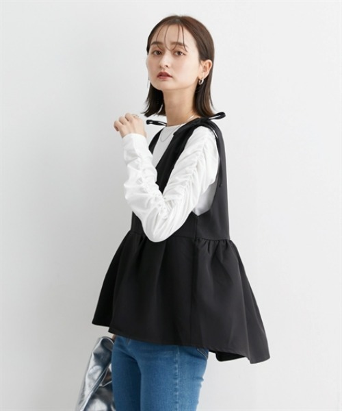 【美品】マチャット machatt ベスト黒　ぺプラムベスト　ジレ ベスト ジレ ペプラムファージレ レディース : ZOZOTOWN Yahoo!店