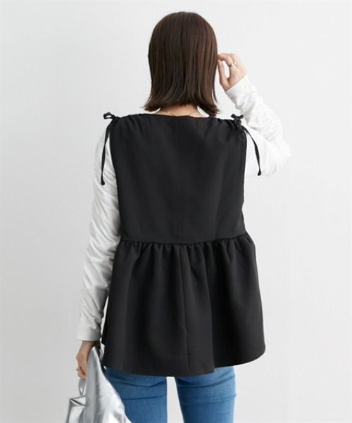 ニッセン（nissen） ベスト ジレ 肩シャーリングデザインペプラム