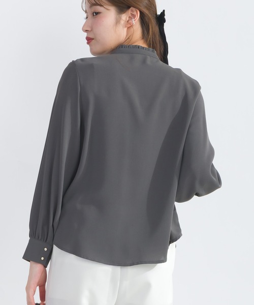 ブラウス シャツ 「WEB限定・洗える」BackSatinette ラッフルブラウス レディース PICCIN ブラウス シャツ 「WEB限定」フロントラッフルフリル