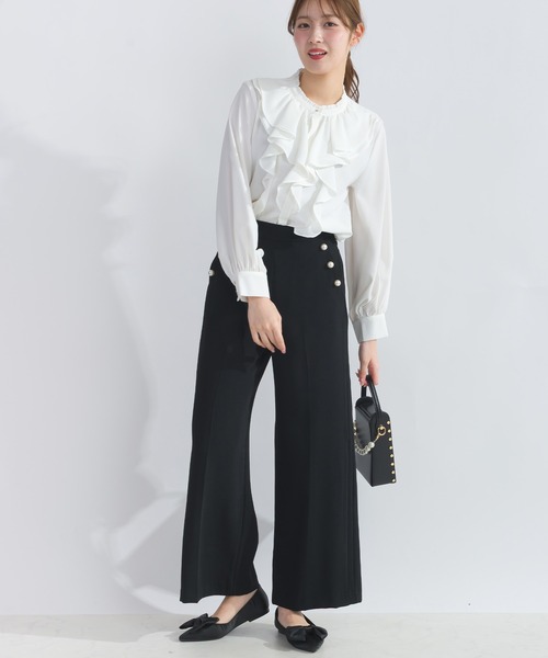 ブラウス シャツ フロントラッフルブラウス レディース PICCIN ブラウス シャツ 「WEB限定」フロントラッフルフリル