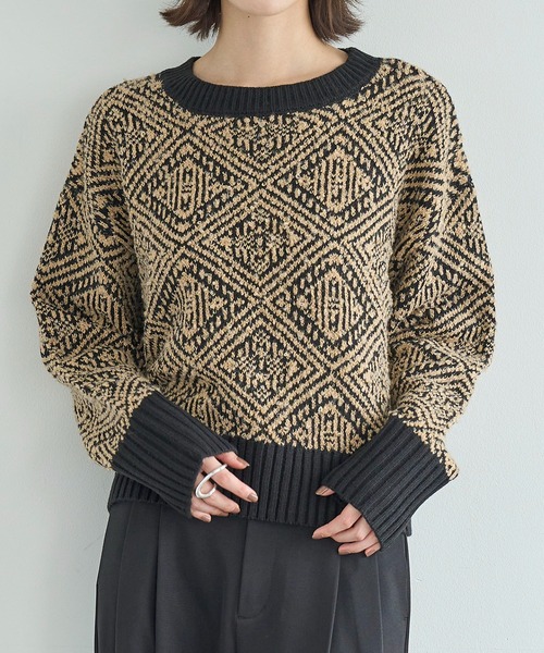 meilmada ニット セーター ジャガードニットプルオーバー レディース