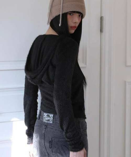 カーディガン 「Uglyshadow」ANGORA HOODIE TANK TOP レディース UGLY SHADOW カーディガン 「Uglyshadow」ANGORA HOODIE TANK