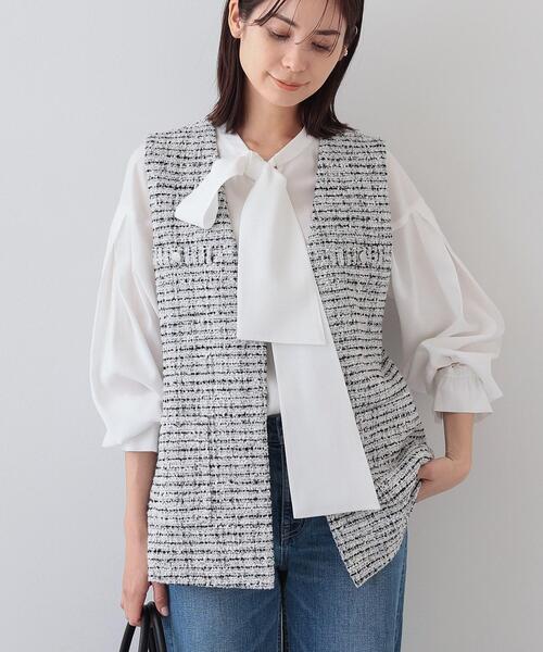 INDIVI（インディヴィ） 「2点セット／UVケア」ツイードジレ＆ボウタイ