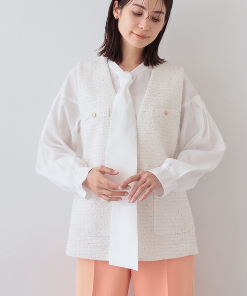INDIVI 春SALE！「2点セット／UVケア」ツイードジレ＆ボウタイ