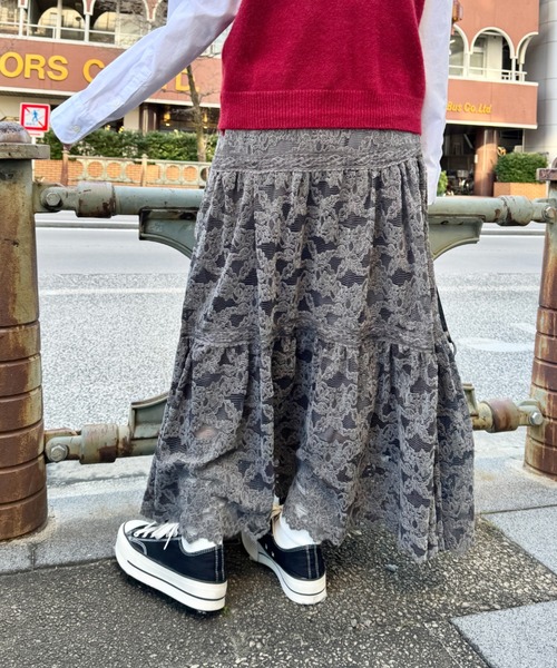 SOLLON.（ソルロン） ロング スカート ヴィンテージレースフレア