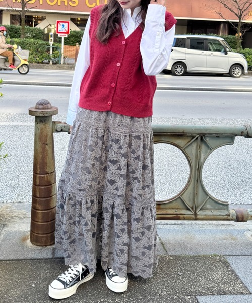 SOLLON.（ソルロン） ロング スカート ヴィンテージレースフレア