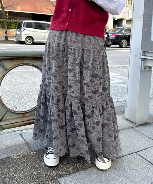 SOLLON.（ソルロン） スカート ヴィンテージレースフレアスカート