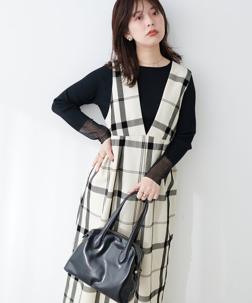 美品✿ ツイルクロスBIGチェックフロッキーワンピース WEB限定】ツイルクロスBIGチェックフロッキーワンピース