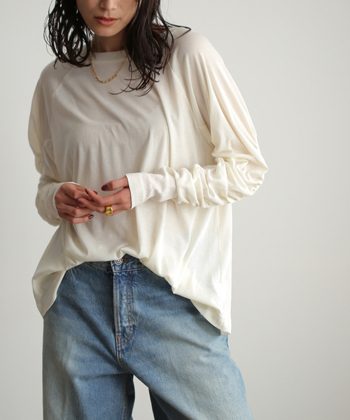 新品 L'essage tシャツ ギャザースリーブプルオーバー ブラウン 茶 journal standard L'essage tシャツ ギャザースリーブプル