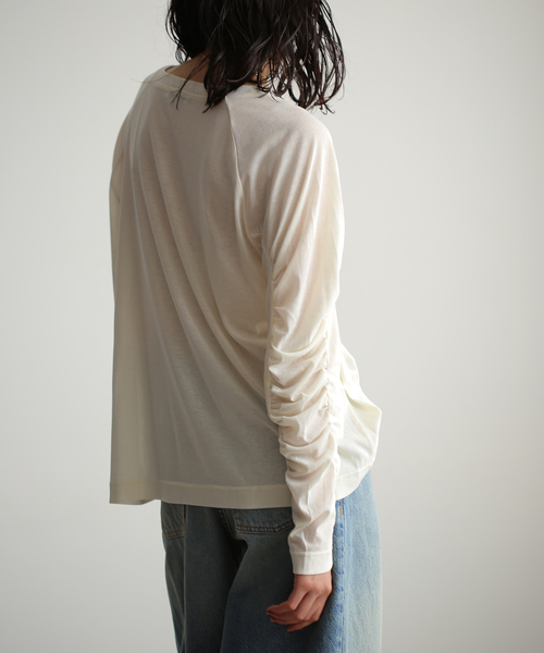 journal standard L'essage tシャツ ギャザースリーブプル