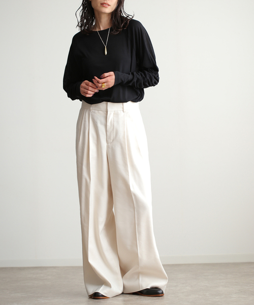 journal standard L'essage tシャツ ギャザースリーブプル