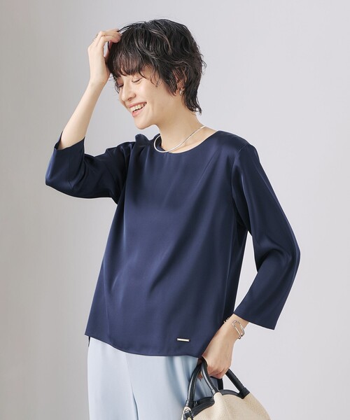 NOLLEY'S（ノーリーズ） ブラウス シャツ オトナサテン7分袖サイド