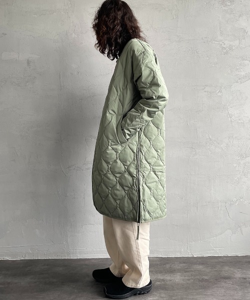 「TAION」 ダウンコート M セージグリーン レディース_画像5