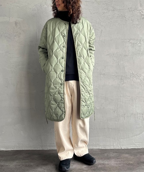 「TAION」 ダウンコート M セージグリーン レディース_画像6