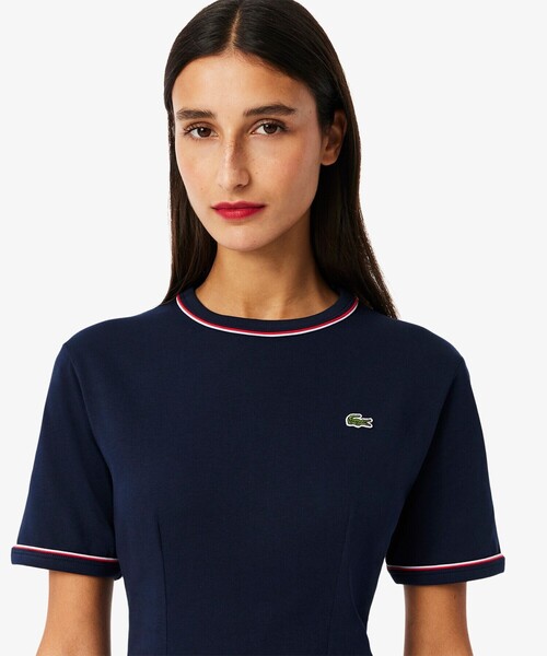 LACOSTE（ラコステ） ワンピース 配色ラインドリブTシャツドレス
