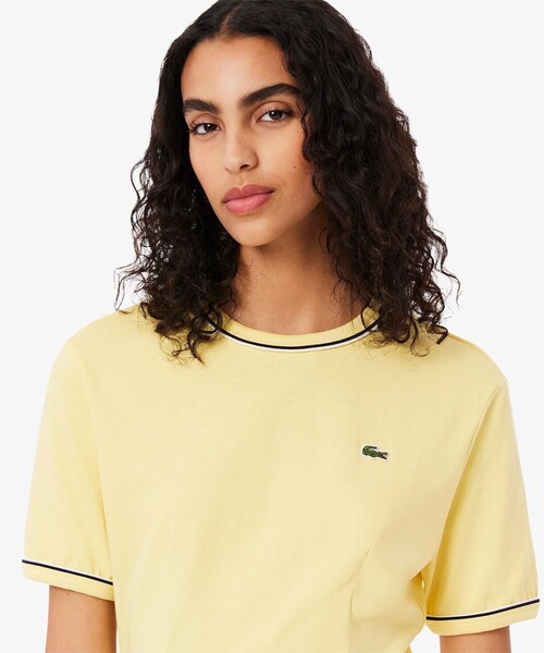 【イエロー】配色ラインドリブTシャツドレス ワンピース LACOSTE（ラコステ） ワンピース 配色ラインドリブTシャツドレス