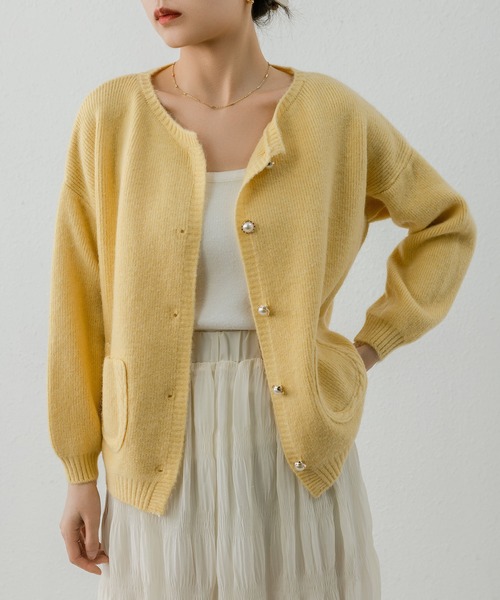 「MAISON DE THERESE」 ニットカーディガン M ピンク レディース_画像5