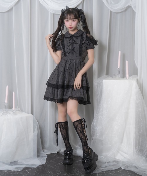 Honey Cinnamon（ハニーシナモン） ワンピース レース配色ハート