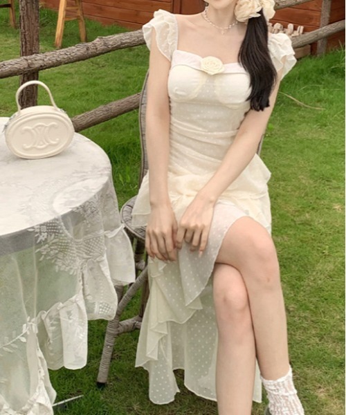 Self-Portrait レトロエレガンス ツイードアシンメトリードレス gossip!ロサンゼルス ワンピース Y2K 「春夏新作」 レース