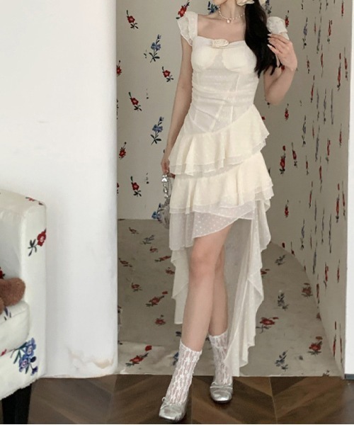 ZIMMERMANN シフォン アシンメトリー ワンピース【関税なし】 gossip!ロサンゼルス ワンピース Y2K 「春夏新作」 レース
