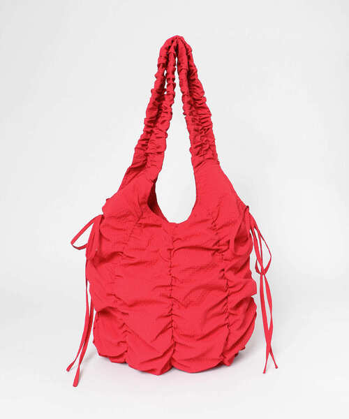 KBF ショルダーバッグ バッグ チェックリボンギャザーBAG