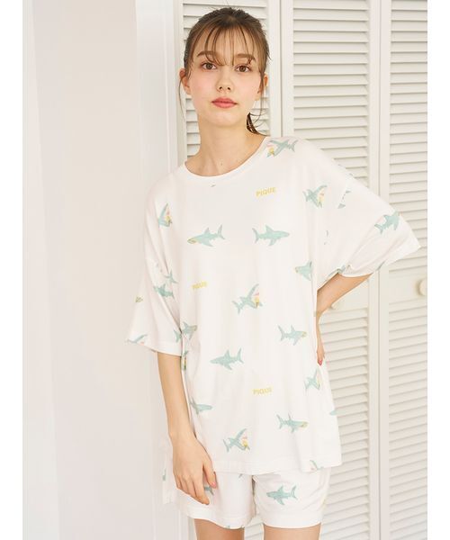 【新品】gelato pique♡接触冷感♡かわいいルームウェア gelato pique パジャマ ルームウェア 「接触冷感」SHARK柄T