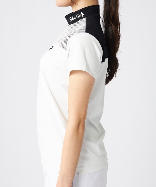 FILA GOLF モックネック 半袖シャツ ホワイト/ブラック FILA GOLF モックネック 半袖シャツ ホワイト/ブラック FILA
