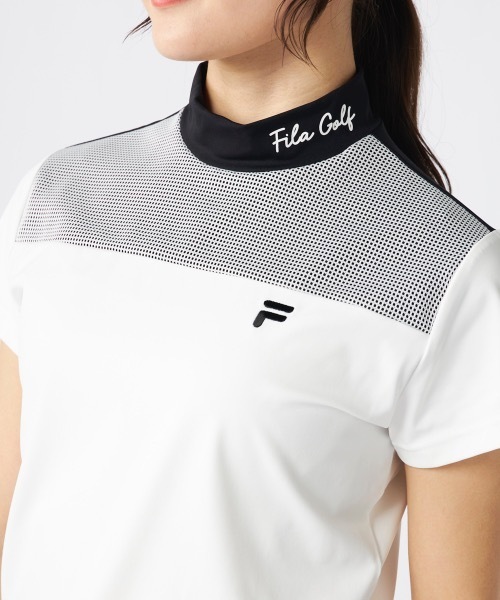 FILA GOLF モックネック 半袖シャツ ホワイト/ブラック FILA GOLF ブラウス シャツ 「FILA GOLF/フィラゴルフ