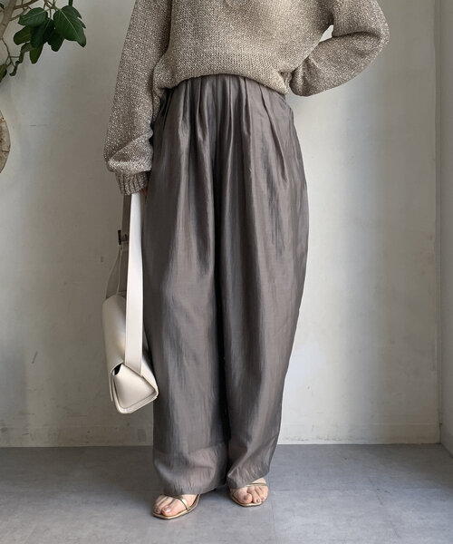 DouDou パンツ 「WEB限定」シアーリヨセルスリータックパンツ