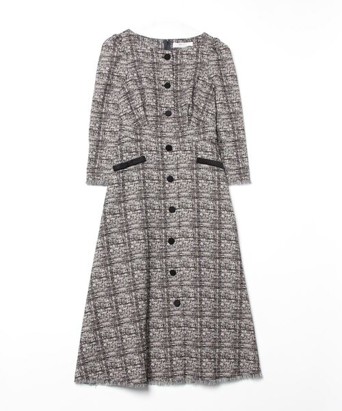 Her lip to チェック柄ロングワンピース Her lip to チェック柄7分袖ワンピース S ブラック レディース