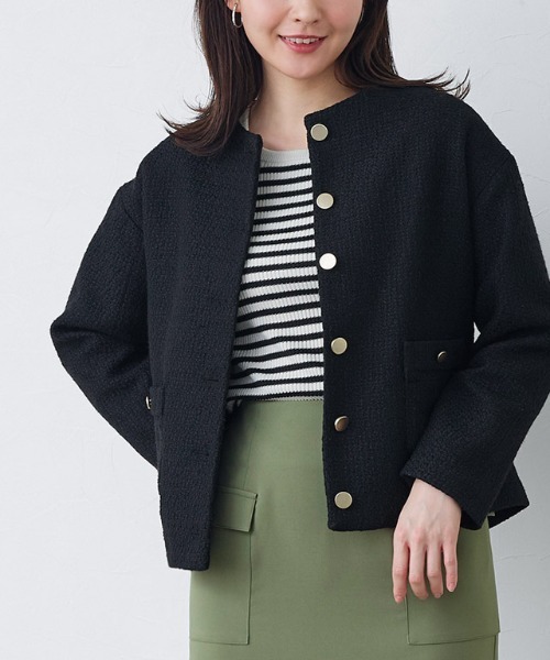 Pierrot（ピエロ） ツイードジャケット M ブラック レディース