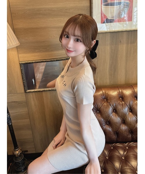 ダーリッチ　ハーフジップリブニットミニワンピース Darich ワンピース ハーフジップリブニットミニワンピース