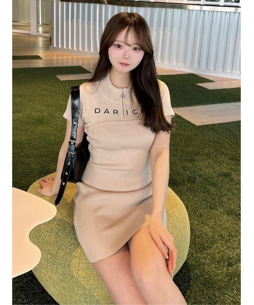 Darich ワンピース ハーフジップリブニットミニワンピース